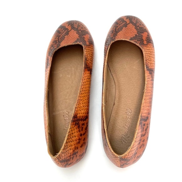 MADEWELL Cory Snakeskin Print Square toe Flats in Orange Size 7 - Picture 8 of 12